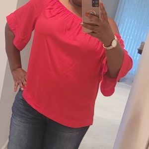 Lane Bryant Fuchsia Pink Off Shoulder Top